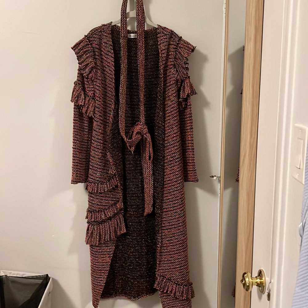 Weannabe colorful cardigan sweater with tie